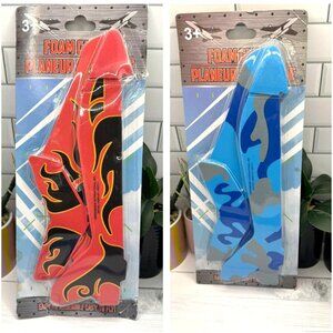2 Foam Glider Plane Toy Easy-To-Assemble Flame Design For Ages 3+